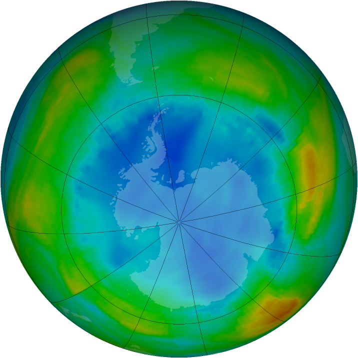 Antarctic ozone map for 28 July 2001